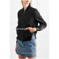 Black Bomber Jacket OEM / ODM Manufacture Wholesale Fashion Women Apparel (TA7003J)